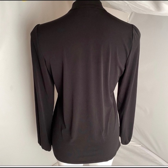 MICHAEL Michael Kors black v-neck bow stretch blouse M - Picture 3 of 7